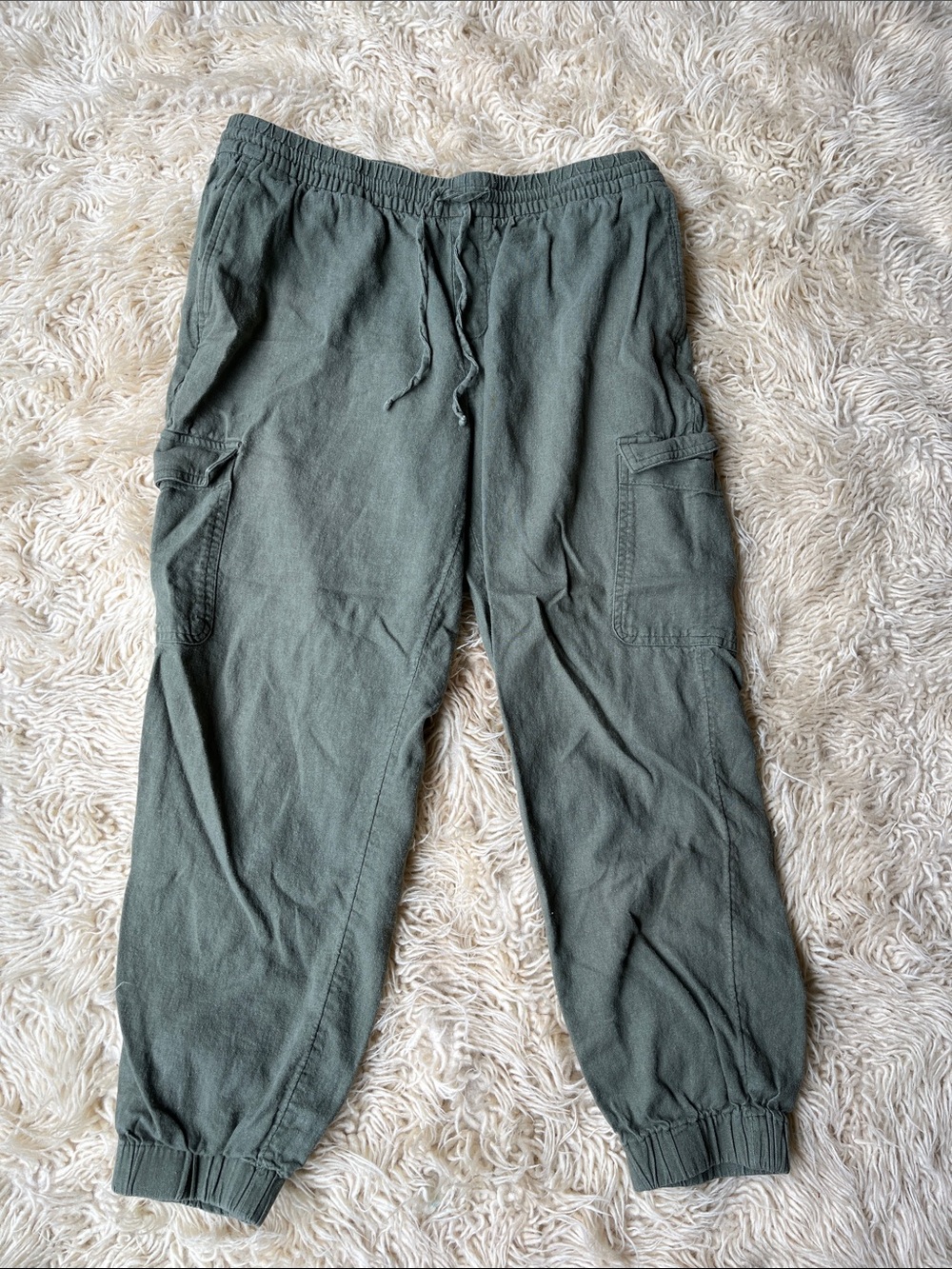 Banana Republic Olive Cargo Linen Joggers